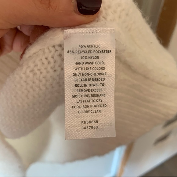 Halogen Womens White Puff Balloon Sleeve Oversized Cozy Crewneck Sweater Sz XXS - Picture 5 of 6